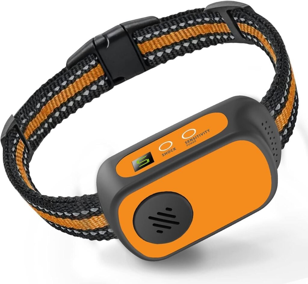 Rechargeable Dog Bark Collar with Beep Vibration and Shock,Anti Barking Collar for Small Medium Large Dogs, Humane Dog Training Device with Adjustable Sensitivity Levels