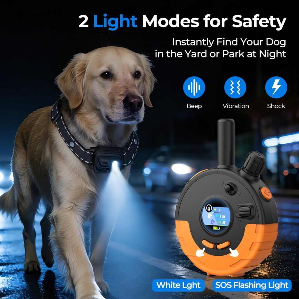 RPZ Dog Shock Collar with Remote Control, Dog Training Collar for Small Medium Large Dogs with Beep, Vibration, Static Shock LED Light, 3300FT Range, Rechargeable E Collar, Orange RPZ Dog Shock Collar with Remote Control, Dog Training Collar for Small Medium Large Dogs with Beep, Vibration, Static Shock LED Light, 3300FT Range, Rechargeable E Collar, Orange