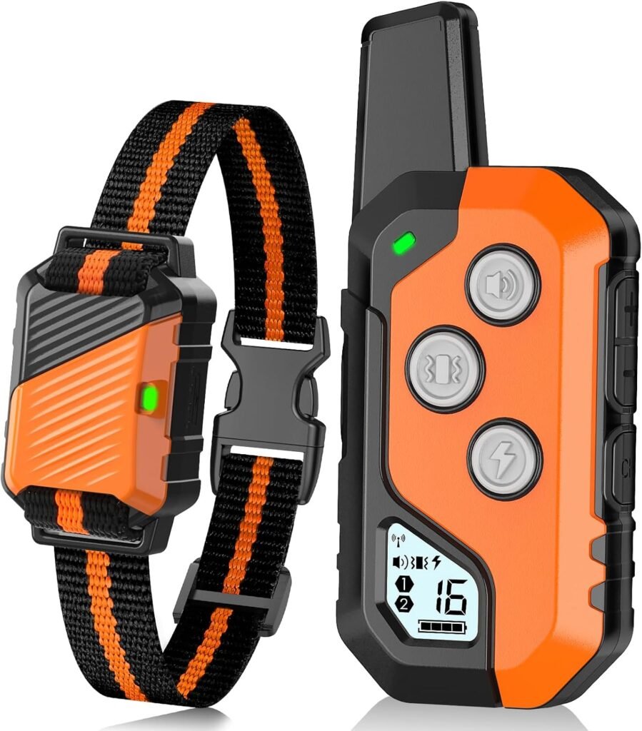 Shock Collar for Dogs, IP67 Waterproof Dog Training Collar with Remote, Training Modes (Beep, Vibration, Static), Rechargeable E Collar for Large and Medium Breeds