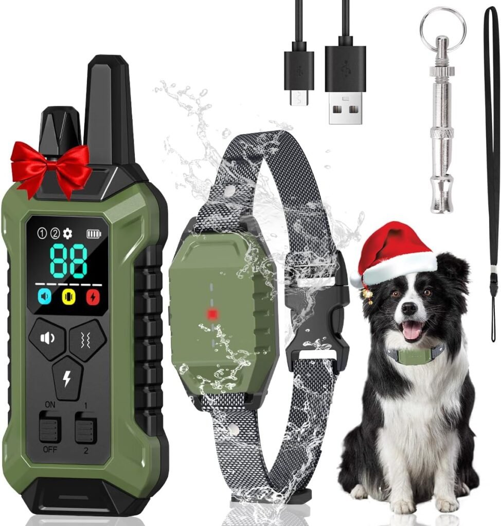 Shock Collar with Remote Control for Dogs, IP67 Waterproof Collar with Beep, Vibration, Safe Shock, Keypad Lock, Shock Collar for Dogs E-Collars for Large Medium Small Dog (10-120Lbs)