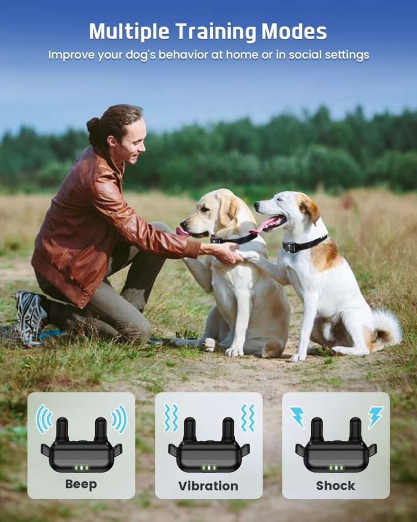 SLOPEHILL Dog Training Collar with Remote, 4200Ft Remote Electronic Dog Shock Collar with Beep, Vibration, Shock, Light and No Shock Mode, Electric Shock Collar for Small Medium Large Dogs(Black)