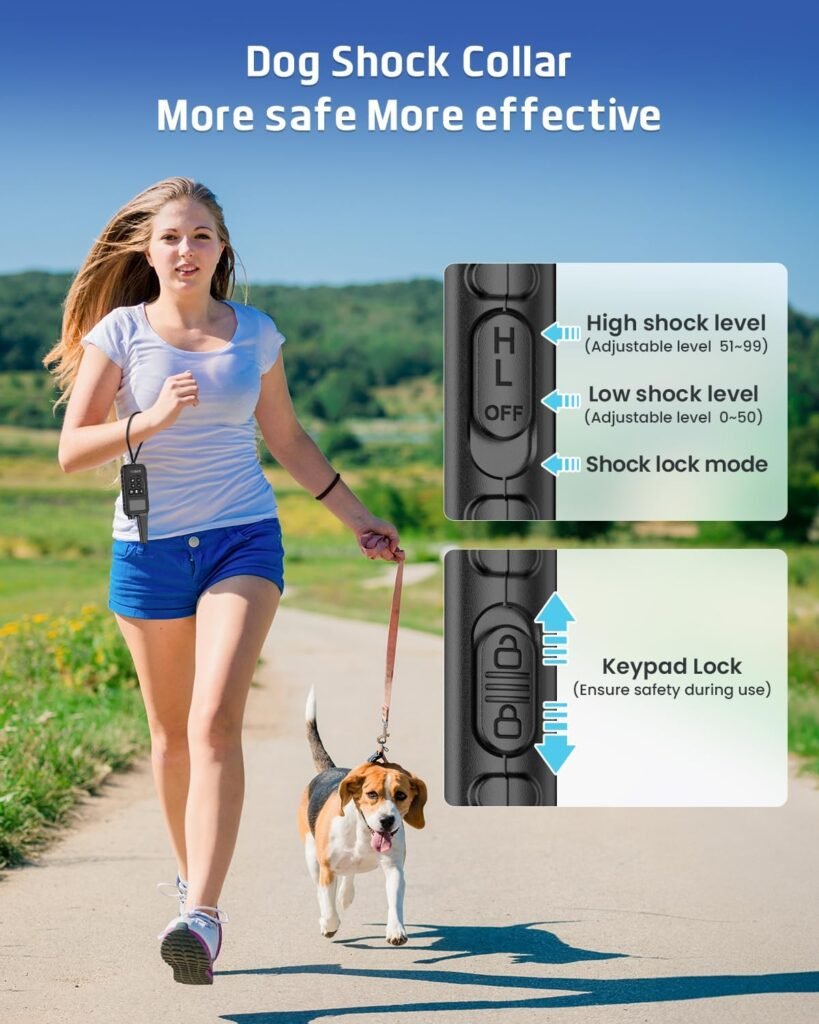 SLOPEHILL Dog Training Collar with Remote, 4200Ft Remote Electronic Dog Shock Collar with Beep, Vibration, Shock, Light and No Shock Mode, Electric Shock Collar for Small Medium Large Dogs(Black)