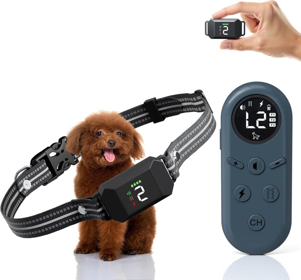 Small Shock Collar for Small  Medium Dogs 5-100lbs, Dog Training Collar with Remote, Waterproof, Rechargeable, 1300ft Range, Collar with Beep, Vibration, Safe Shock