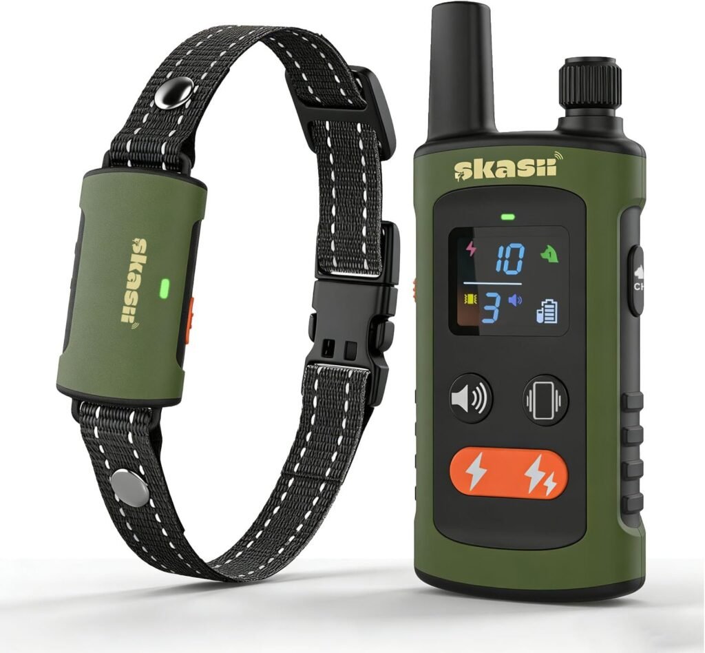 Training Collar for Dogs with Remote Control, Green | 4500FT Range, IPX8 Waterproof, 5-150 Lbs, Training Modes, Security Lock, Dog Training
