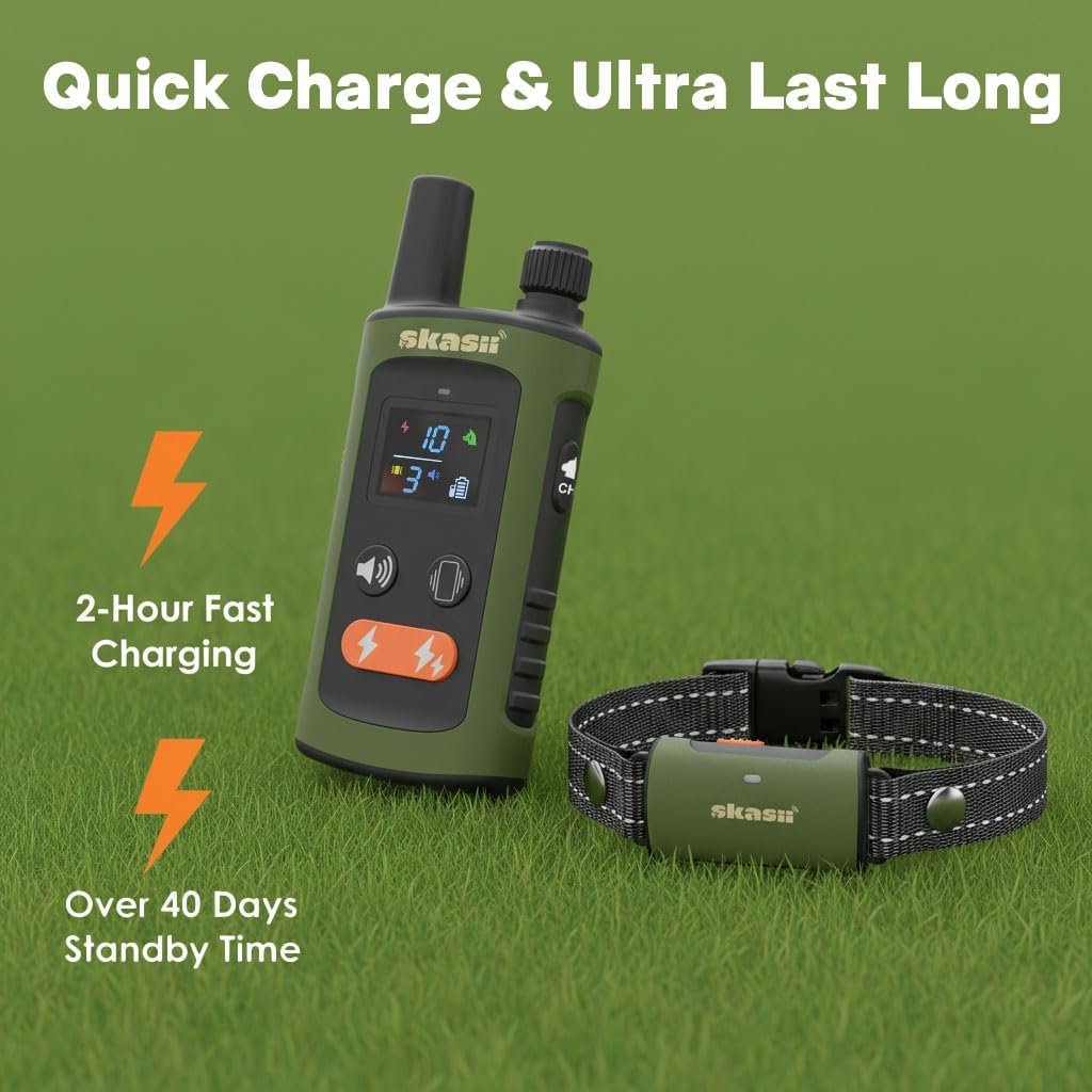 Training Collar for Dogs with Remote Control, Green | 4500FT Range, IPX8 Waterproof, 5-150 Lbs, Training Modes, Security Lock, Dog Training