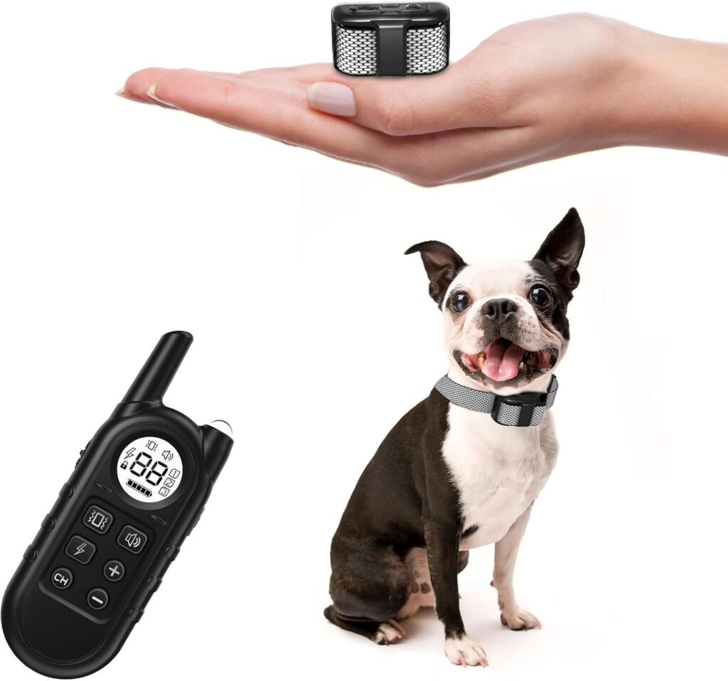 Ultra Compact Dog Shock Collar, Lightest Dog Training Collar with Remote for Small Dogs 5-30lbs  Medium Dogs/Puppies, Waterproof, Rechargeable, 1300ft Range (White Black DotSmall)