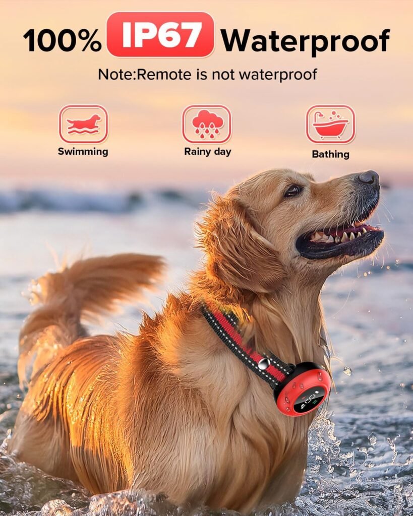 XDX 2-in-1 Dog Shock Collar  Bark Collar – 3300FT Dog Training Collar with Remote, Automatic Anti-Barking, Adjustable Sensitivity Levels, IP67 Waterproof E-Collar for Small Medium Large Dogs
